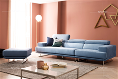 Bộ sofa nỉ phòng khách với tựa đầu 5 cấp độ riêng biệt